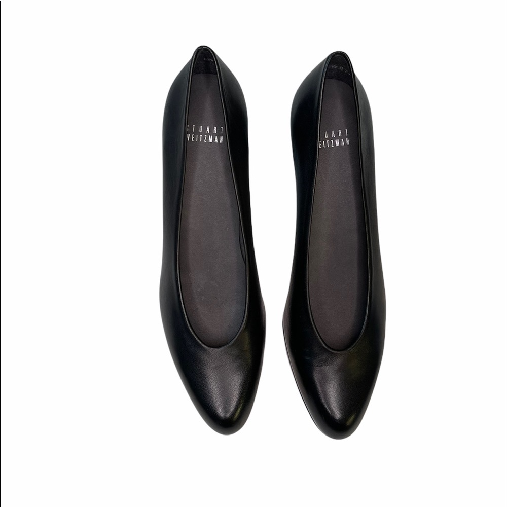 Stuart Weitzman Black Leather Block Heels, New